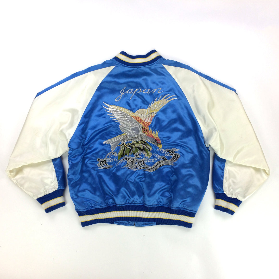 Vintage Sukajan Jacket Blue Eagle Hawk Quilted Souvenir Jacket Japanese Bomber Jacket - front