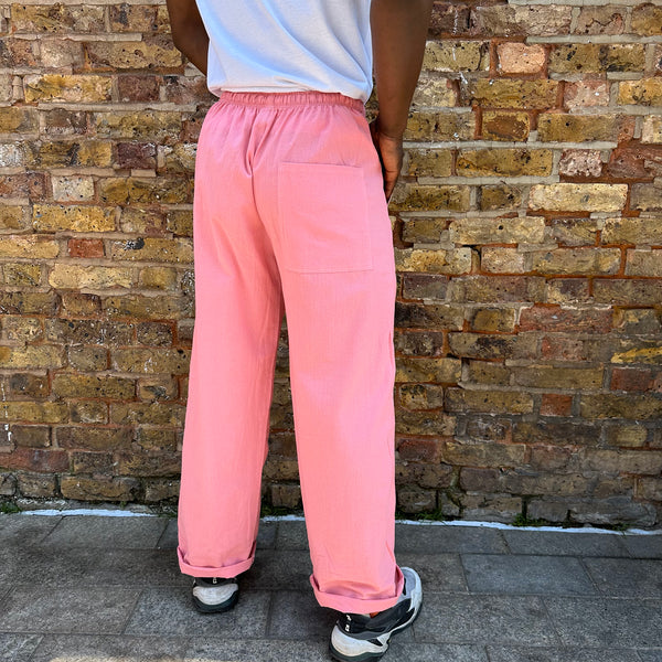 Unisex One Size Cotton Trousers - Long Muang - Pink back