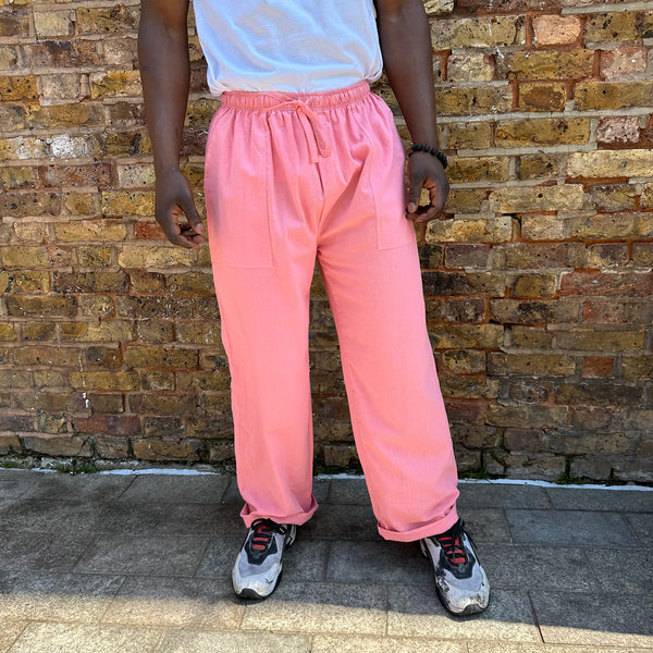 Unisex One Size Cotton Trousers - Long Muang - Pink front