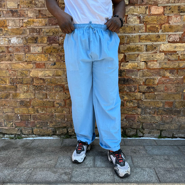 Unisex One Size Cotton Trousers - Long Muang - Aqua Blue front