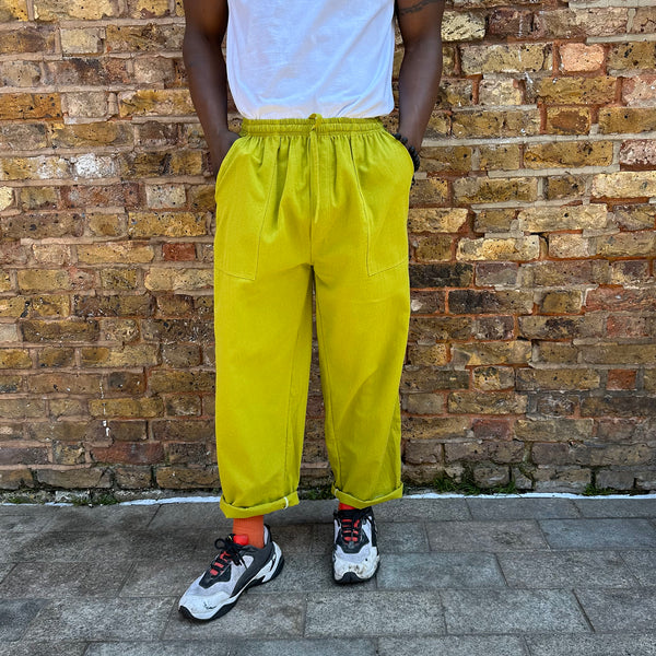 Unisex One Size Cotton Trousers - Long Muang - Lime green front