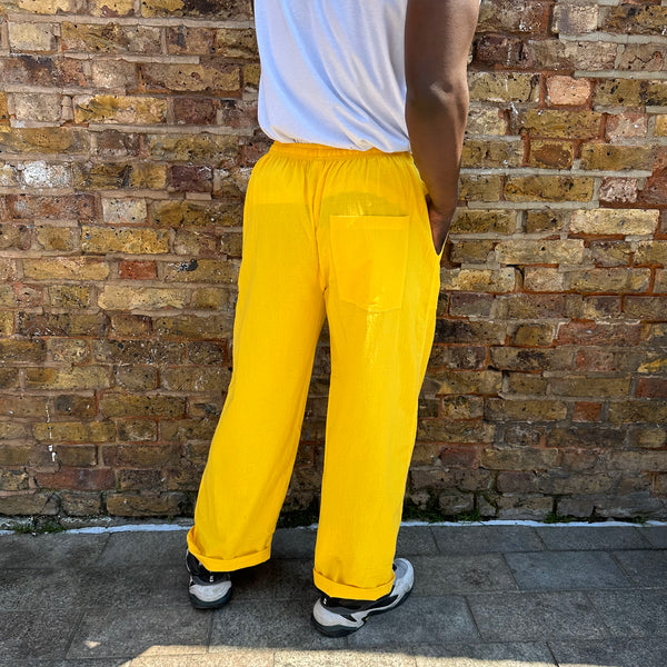 Unisex One Size Cotton Trousers - Long Muang - Yellow back