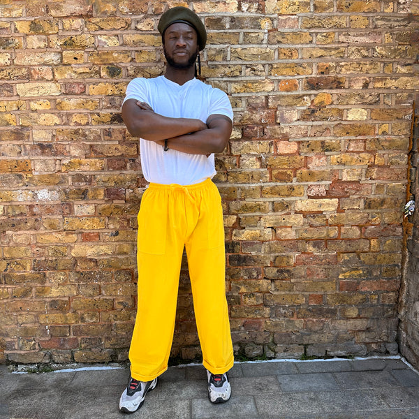 Unisex One Size Cotton Trousers - Long Muang - Yellow front