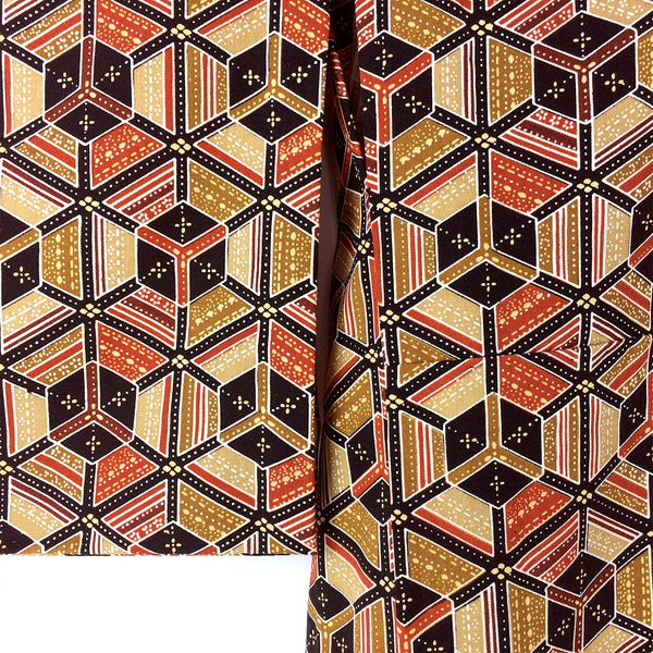Vintage Japanese Kimono Silk Mix Kikko Mon Pattern Kimono - Sleeve / Body Close Up