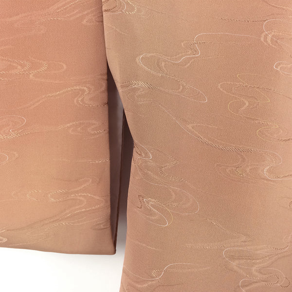Vintage Japanese Kimono Pure Silk Peach Kawa River Pattern Embroidery Kimono - Back of sleeve detail