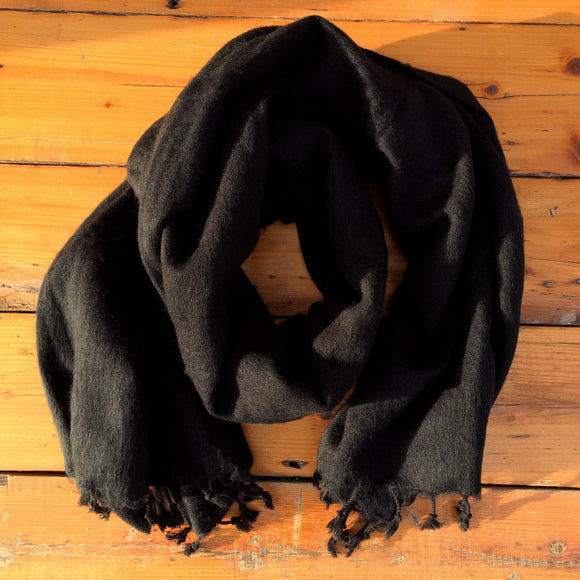 Handmade Nepalese 'Yak Wool' Shawl Charcoal Black Oversized Scarf / Yoga Blanket - Wrapped