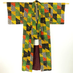 Vintage Japanese Kimono Woven Raw Silk