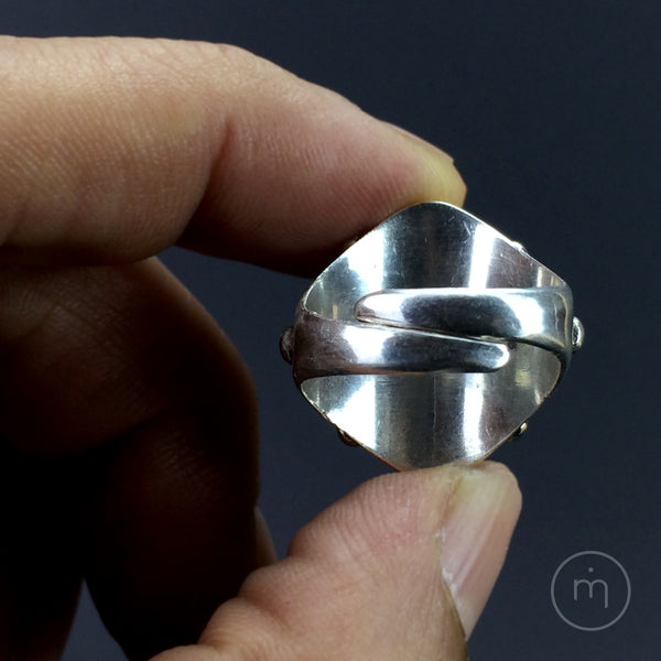 Nepalese Sterling Silver Spinning Tibetan Dorje / Vajra Ring - back