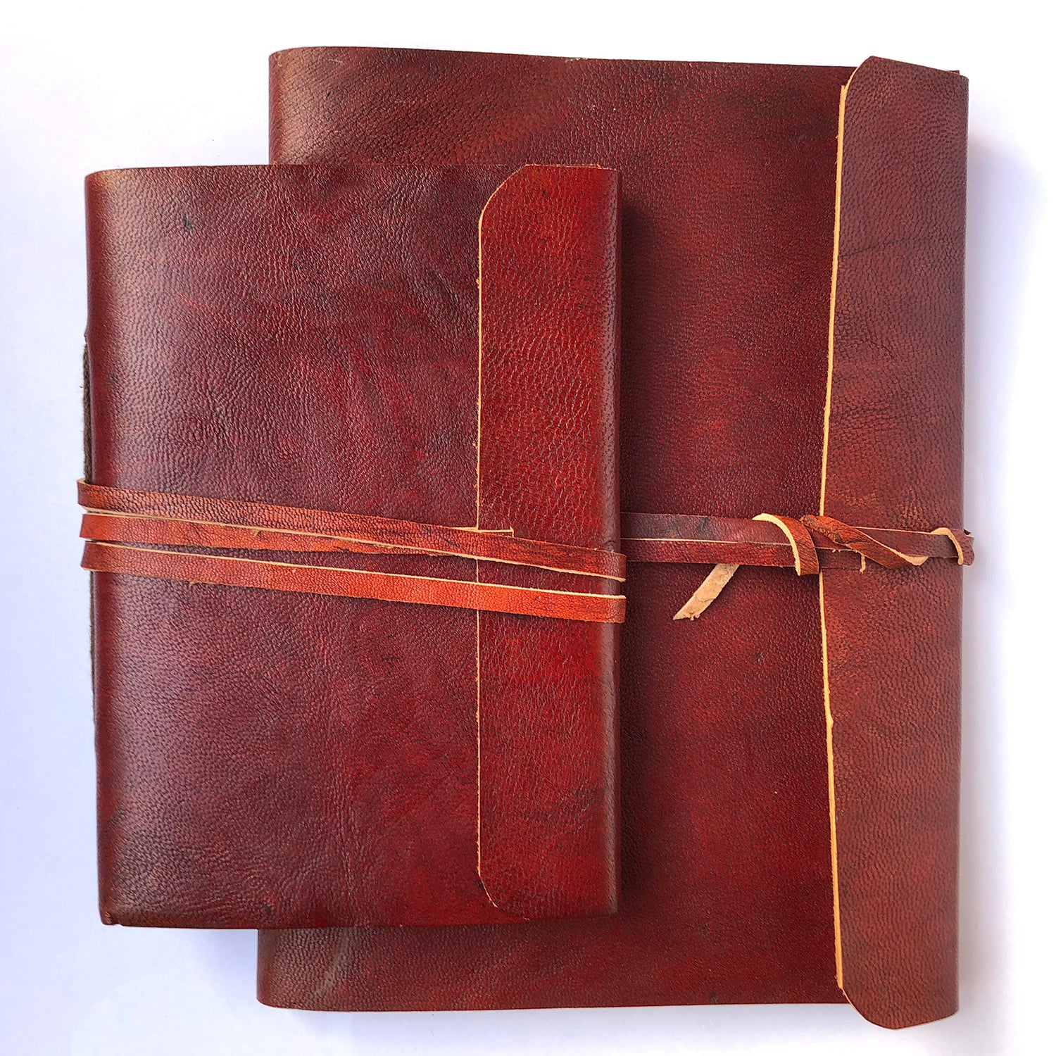 Fair Trade Leather Notebook Folding Flap and Tie (2 Sizes