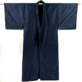 Vintage Japanese Kimono Pure Silk Fully Lined Blue Long Kimono - Front