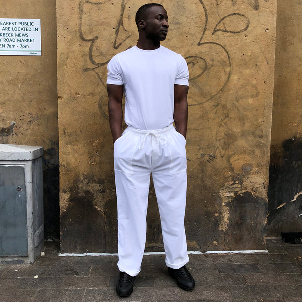 Unisex One Size Cotton Trousers - Long Muang - white front