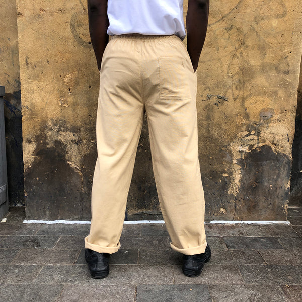 Unisex One Size Cotton Trousers - Long Muang - tan back