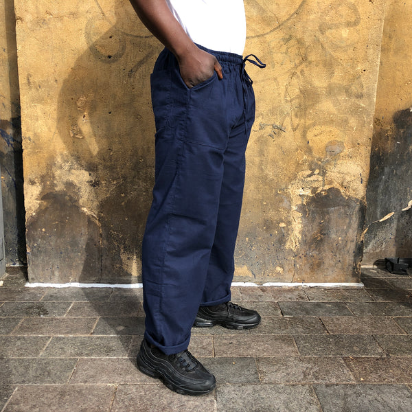 Unisex One Size Cotton Trousers - Long Muang - navy side view