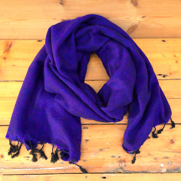 Handmade Nepalese 'Yak Wool' Shawl Mystic Magenta Oversized Scarf / Yoga Blanket - Wrapped