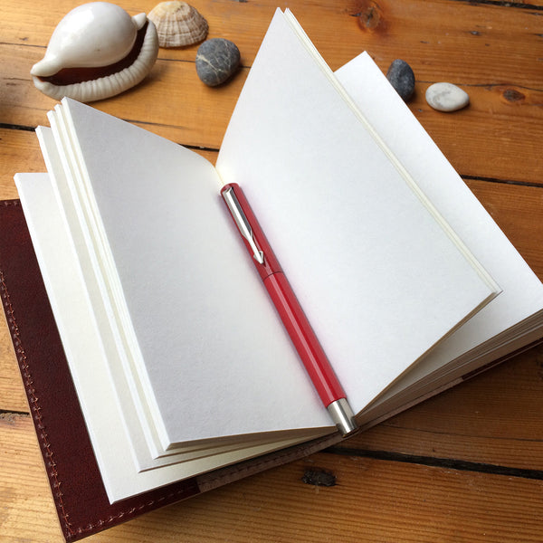 Fair Trade Leather Notebook with embossed Mandala design / Handmade Indian Leather Diary / Sketchbook / Journal - open