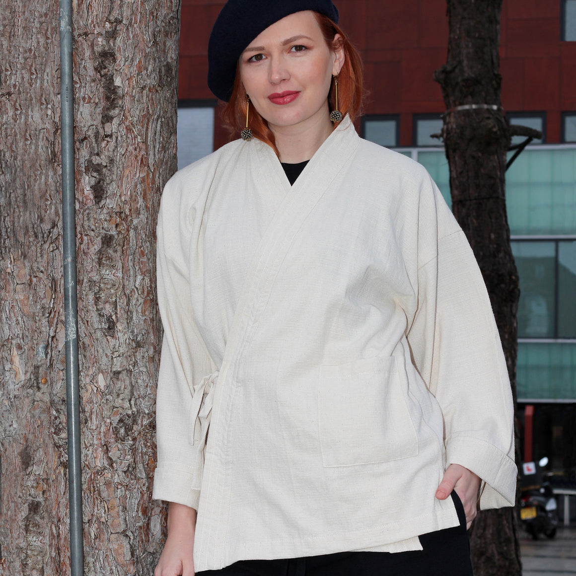 Unisex Fairtrade Ribbed Cotton Samue Kimono Jacket Black