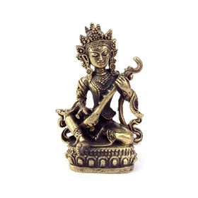 Saraswati Hindu goddess of learning and the arts - brass statuette
