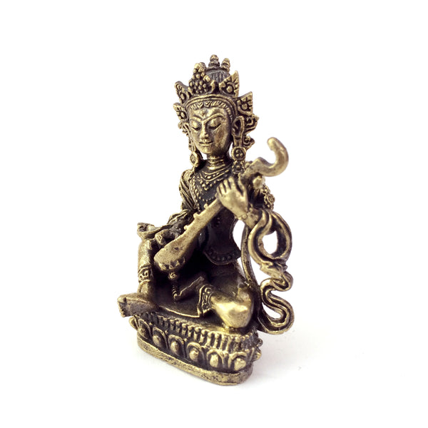 Saraswati Hindu goddess of learning and the arts - brass statuette