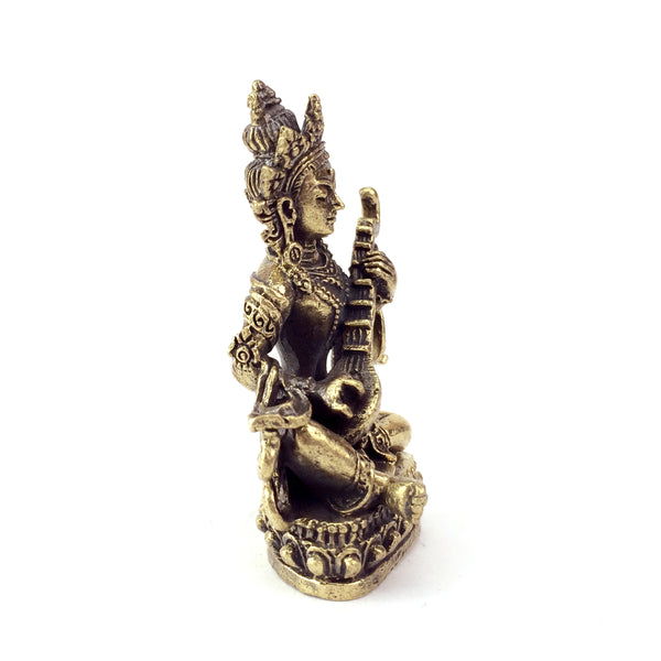 Saraswati Hindu goddess of learning and the arts - brass statuette