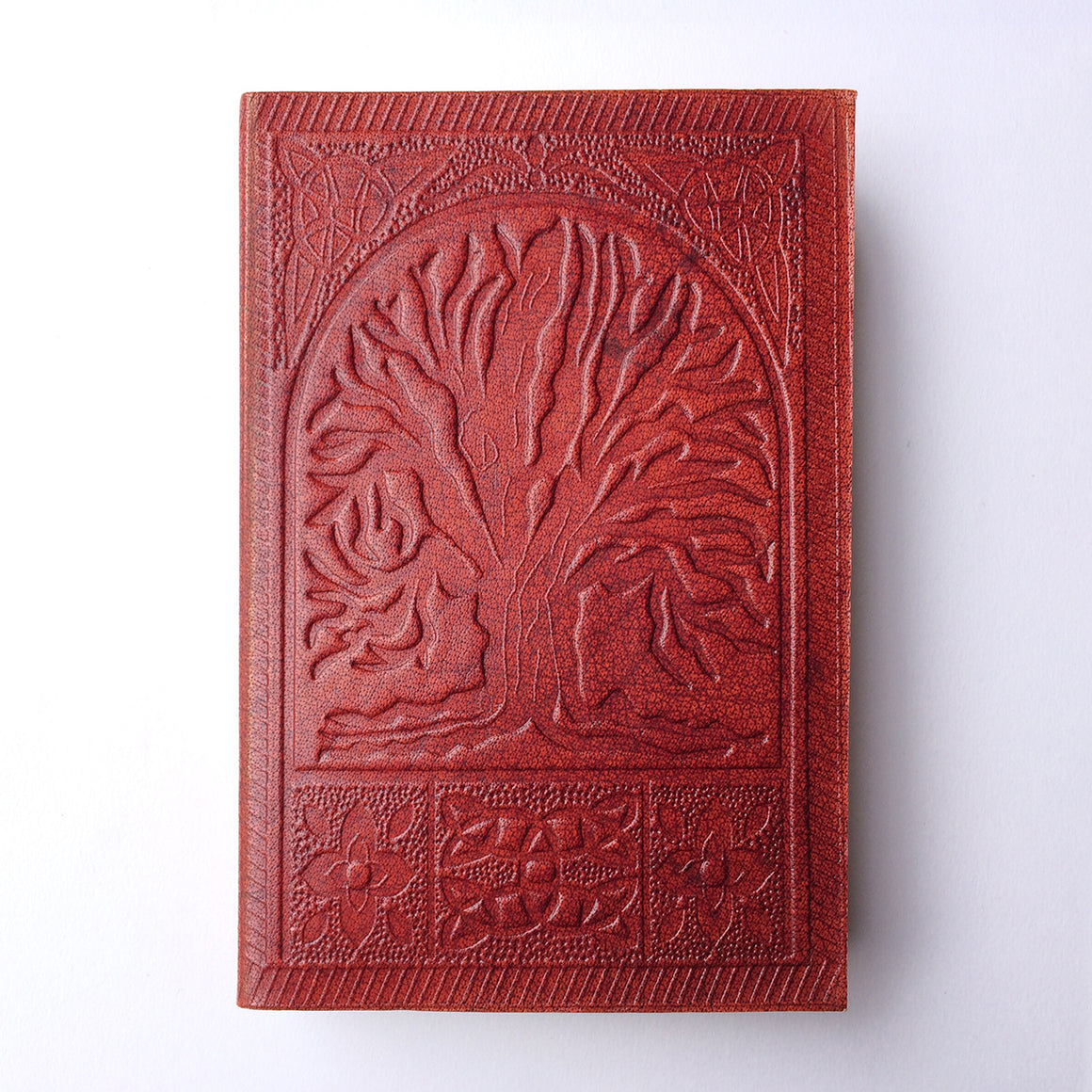 Fair Trade Leather Notebook with embossed Mandala design / Handmade Indian Leather Diary / Sketchbook / Journal - Front Cover