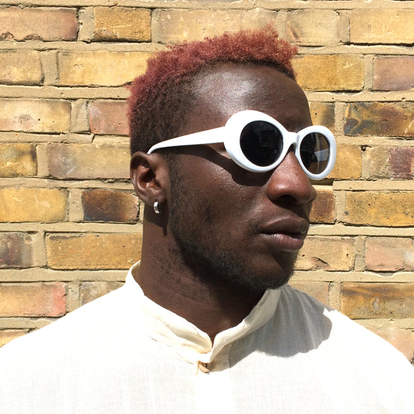White Kurt Cobain sunglasses worn by Basit