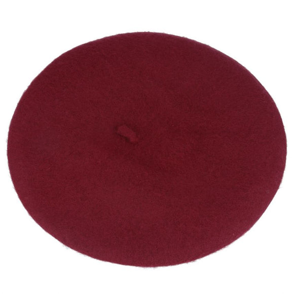 Wine 100% Wool Beret