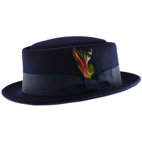 Handmade 100% Wool Navy Pork Pie Hat