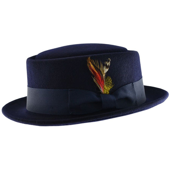 Handmade 100% Wool Navy Pork Pie Hat