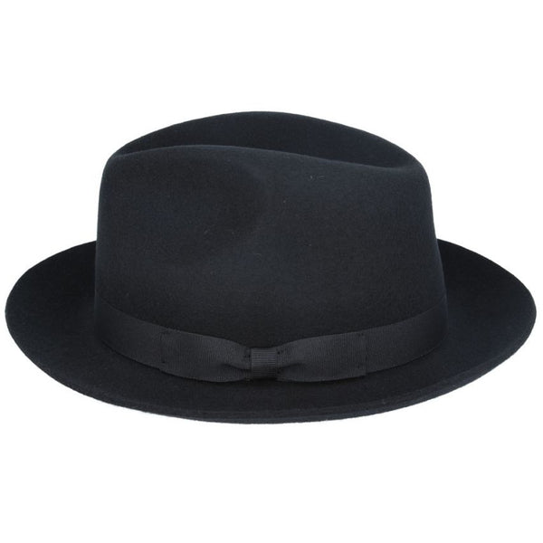 Handmade 100% Wool Black Snap brim Fedora