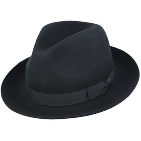 Handmade 100% Wool Black Snap brim Fedora