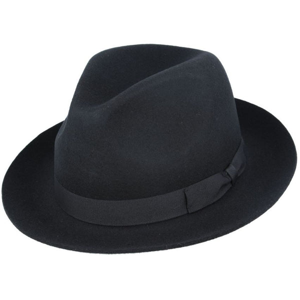 Handmade 100% Wool Black Snap brim Fedora