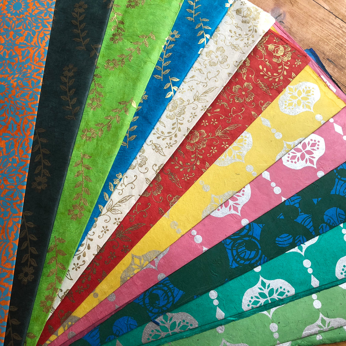 Fair Trade handmade Nepalese gift wrapping paper - side view